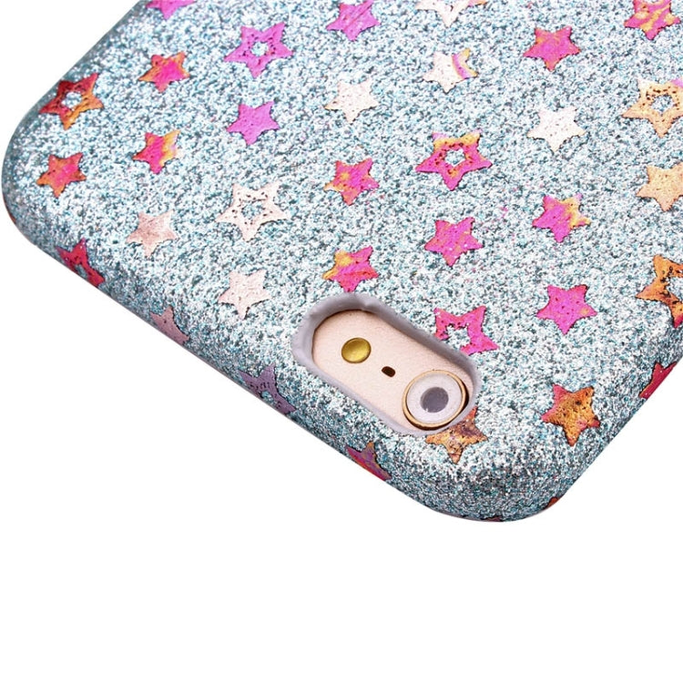 Colorful Star Pattern Flash Powder Series PU Paste Skin Plastic Protective Case for iPhone 6
