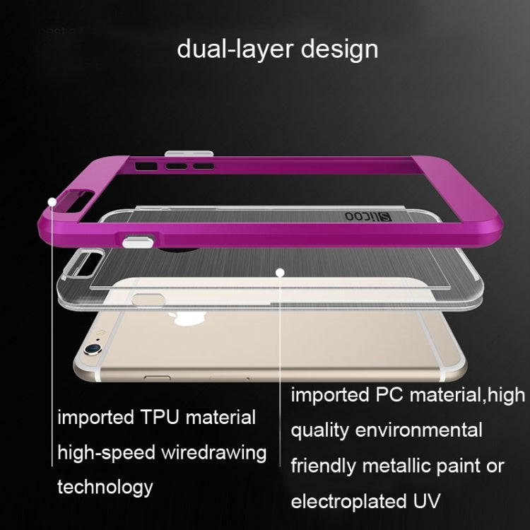 Slicoo Brushed Texture Electroplating Transparent Combination Case for iPhone 6