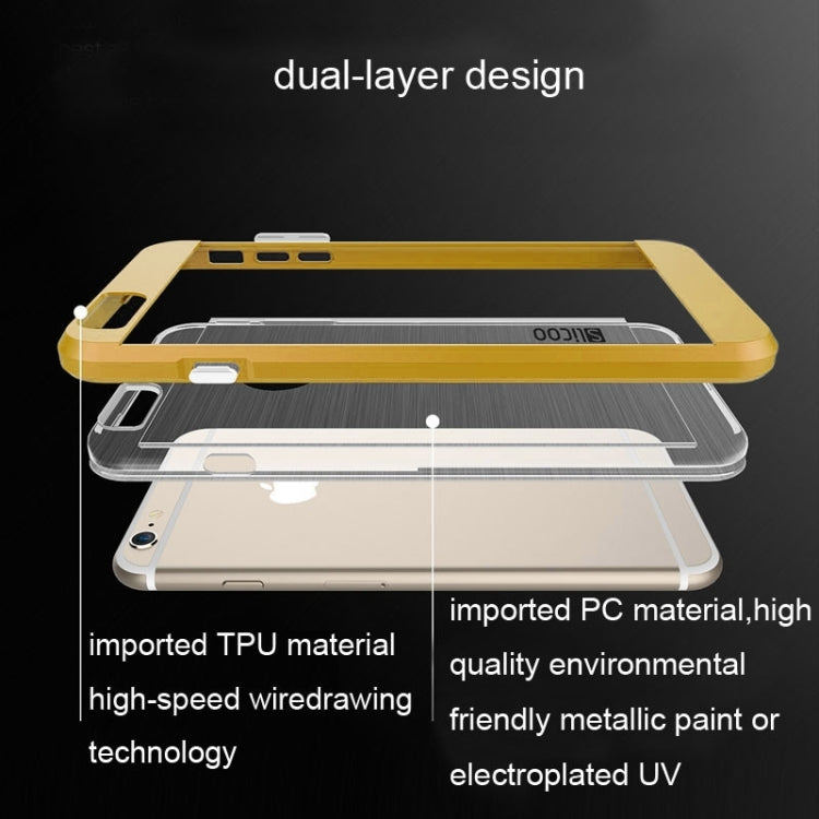 Slicoo Brushed Texture Electroplating Transparent Combination Case for iPhone 6