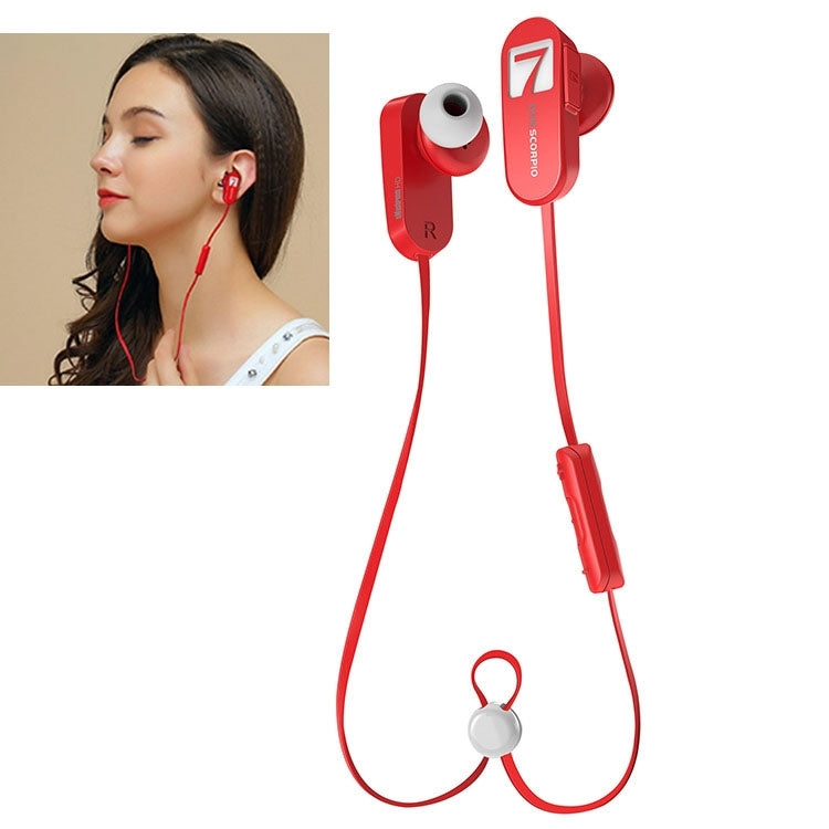 7 DON SCORPIO SMUSHROOM Bluetooth Stereo Sport in-ear Earphone with Mic(Red)