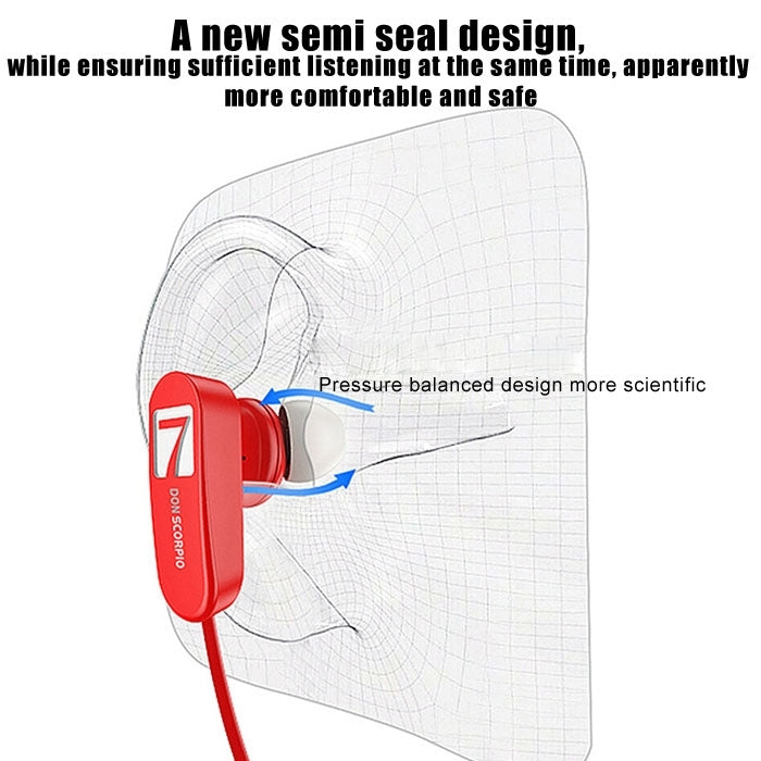 7 DON SCORPIO SMUSHROOM Bluetooth Stereo Sport in-ear Earphone with Mic(Red)