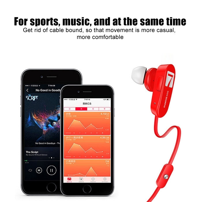 7 DON SCORPIO SMUSHROOM Bluetooth Stereo Sport in-ear Earphone with Mic(Red)