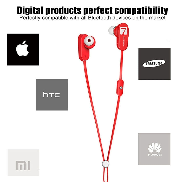 7 DON SCORPIO SMUSHROOM Bluetooth Stereo Sport in-ear Earphone with Mic(Red)