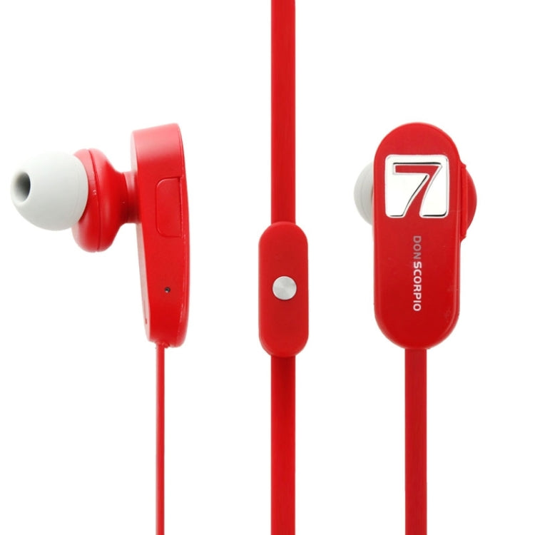 7 DON SCORPIO SMUSHROOM Bluetooth Stereo Sport in-ear Earphone with Mic(Red)