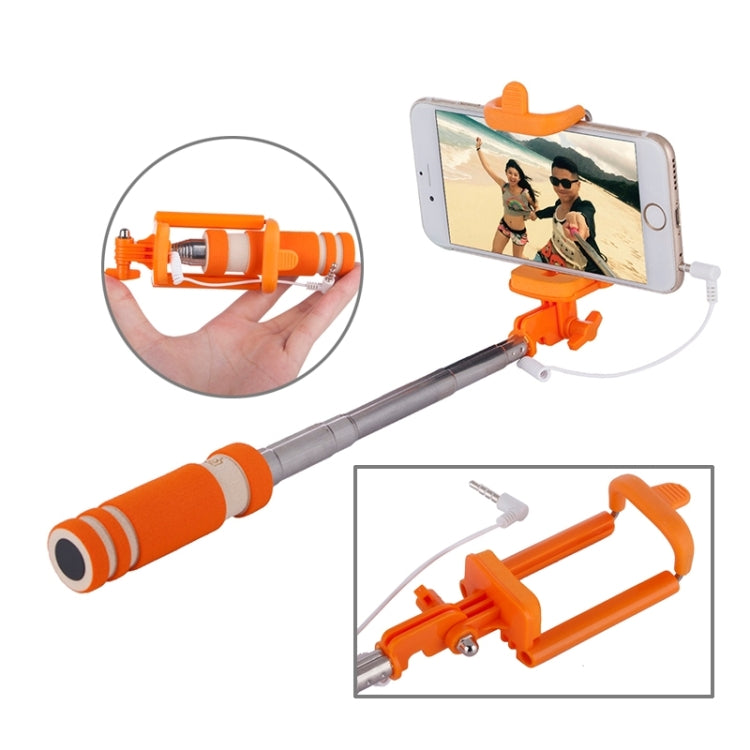 Mini Wire Controlled Selfie Stick Monopod Folding Extendable Pocket Handheld Holder for iOS & Android Phone, Folded Length: 18.5cm, Max Extension Length: 60.3cm