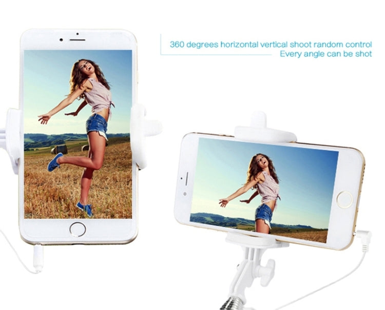 Mini Wire Controlled Selfie Stick Monopod Folding Extendable Pocket Handheld Holder for iOS & Android Phone, Folded Length: 18.5cm, Max Extension Length: 60.3cm