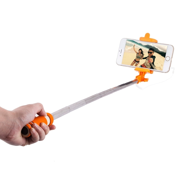 Mini Wire Controlled Selfie Stick Monopod Folding Extendable Pocket Handheld Holder for iOS & Android Phone, Folded Length: 18.5cm, Max Extension Length: 60.3cm