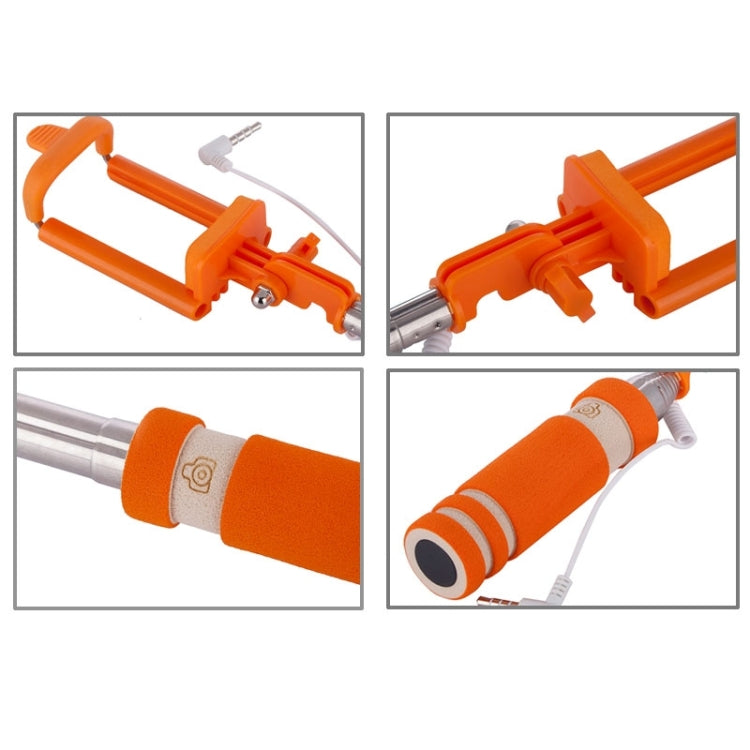 Mini Wire Controlled Selfie Stick Monopod Folding Extendable Pocket Handheld Holder for iOS & Android Phone, Folded Length: 18.5cm, Max Extension Length: 60.3cm