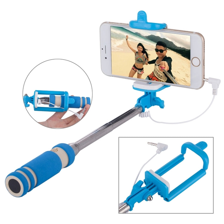 Mini Wire Controlled Selfie Stick Monopod Folding Extendable Pocket Handheld Holder for iOS & Android Phone, Folded Length: 18.5cm, Max Extension Length: 60.3cm