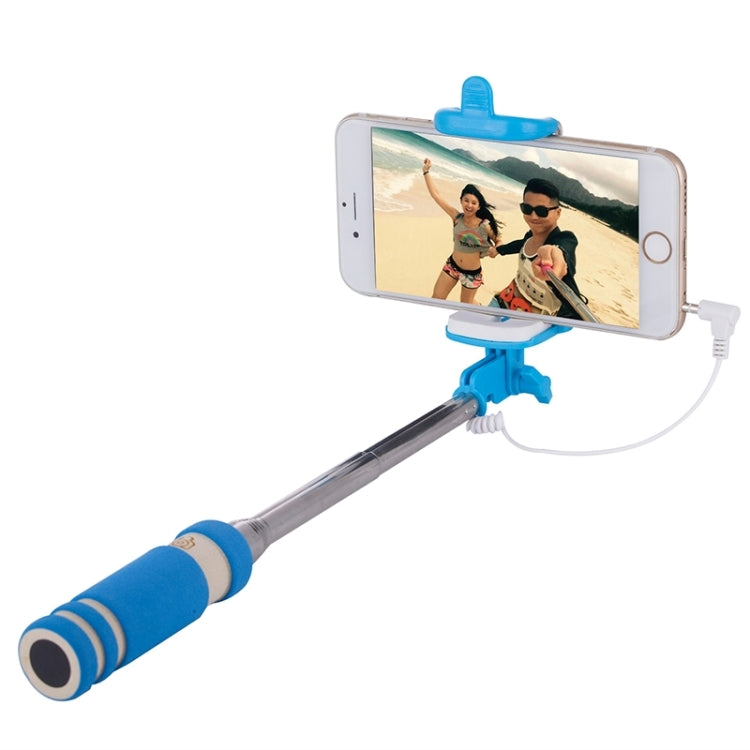 Mini Wire Controlled Selfie Stick Monopod Folding Extendable Pocket Handheld Holder for iOS & Android Phone, Folded Length: 18.5cm, Max Extension Length: 60.3cm