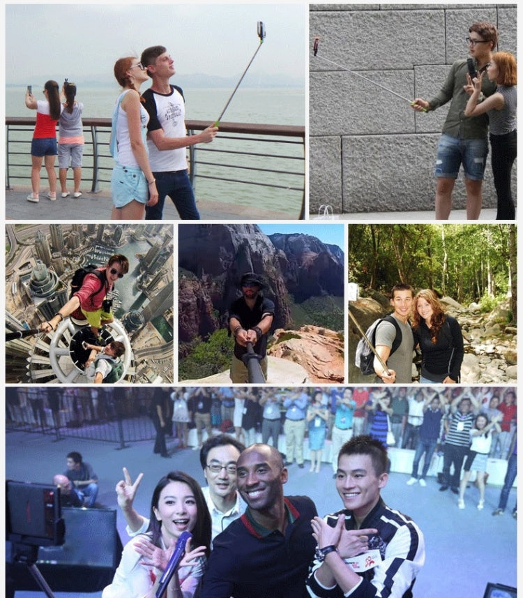 Mini Wire Controlled Selfie Stick Monopod Folding Extendable Pocket Handheld Holder for iOS & Android Phone, Folded Length: 18.5cm, Max Extension Length: 60.3cm