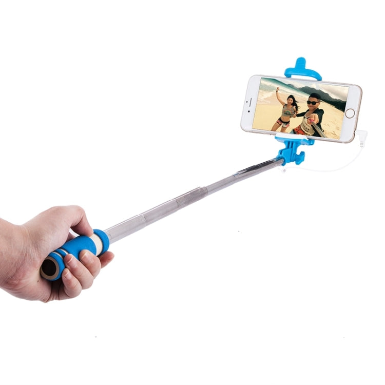 Mini Wire Controlled Selfie Stick Monopod Folding Extendable Pocket Handheld Holder for iOS & Android Phone, Folded Length: 18.5cm, Max Extension Length: 60.3cm