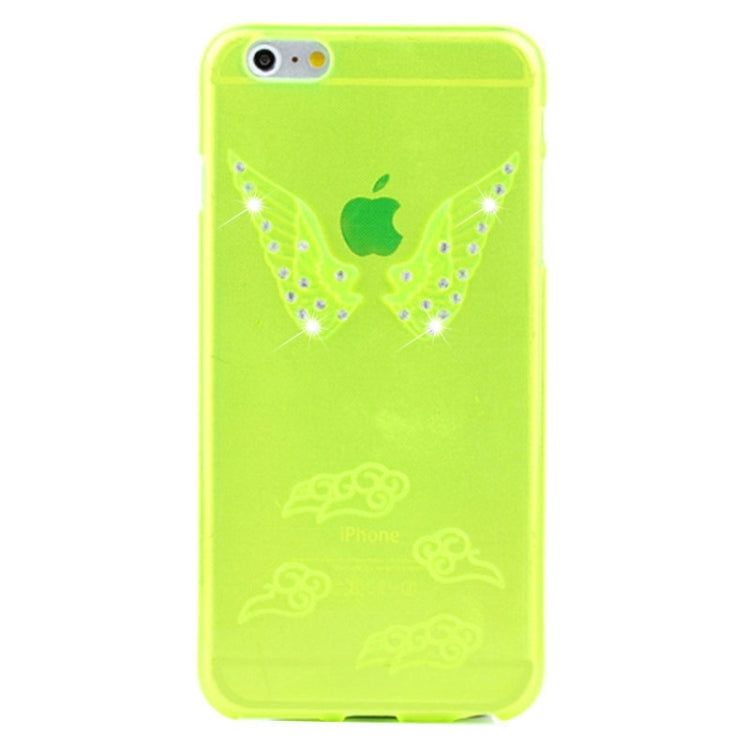 For iPhone 6 Embossment Diamond-Encrusted Angel Wings Pattern TPU Protective Case