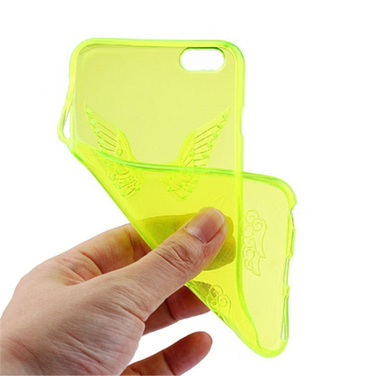 For iPhone 6 Embossment Diamond-Encrusted Angel Wings Pattern TPU Protective Case