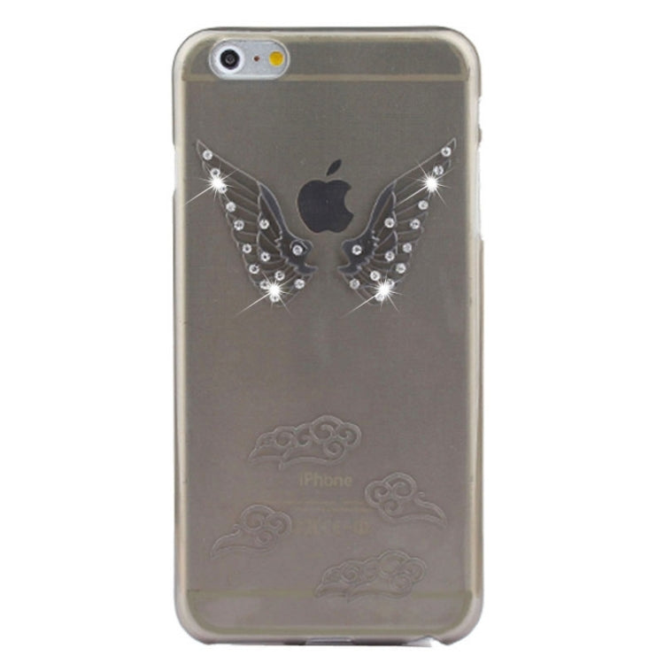 For iPhone 6 Embossment Diamond-Encrusted Angel Wings Pattern TPU Protective Case