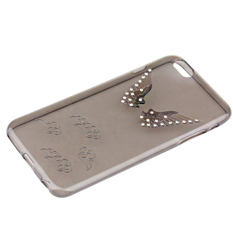 For iPhone 6 Embossment Diamond-Encrusted Angel Wings Pattern TPU Protective Case