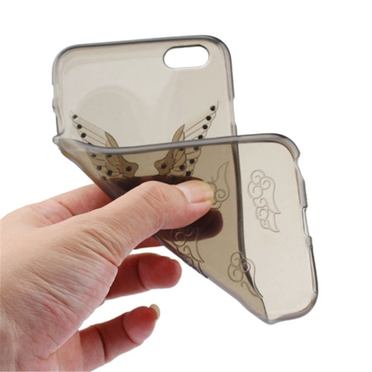 For iPhone 6 Embossment Diamond-Encrusted Angel Wings Pattern TPU Protective Case