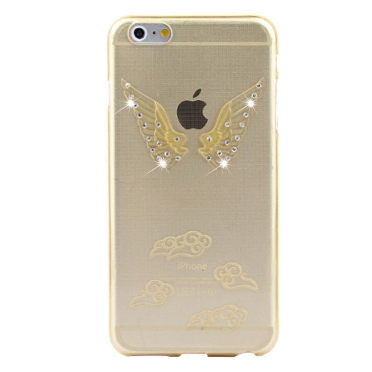 For iPhone 6 Embossment Diamond-Encrusted Angel Wings Pattern TPU Protective Case