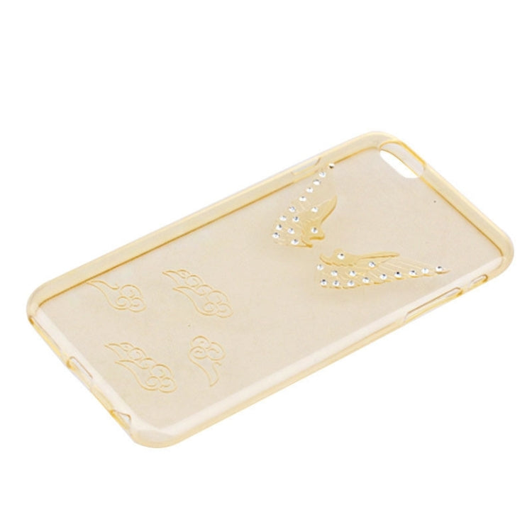 For iPhone 6 Embossment Diamond-Encrusted Angel Wings Pattern TPU Protective Case