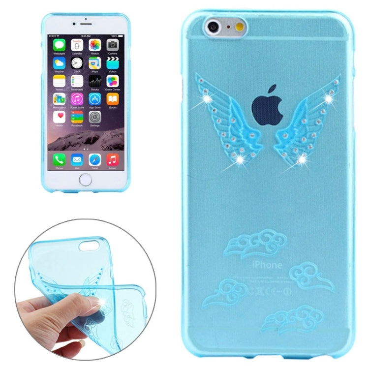 For iPhone 6 Embossment Diamond-Encrusted Angel Wings Pattern TPU Protective Case