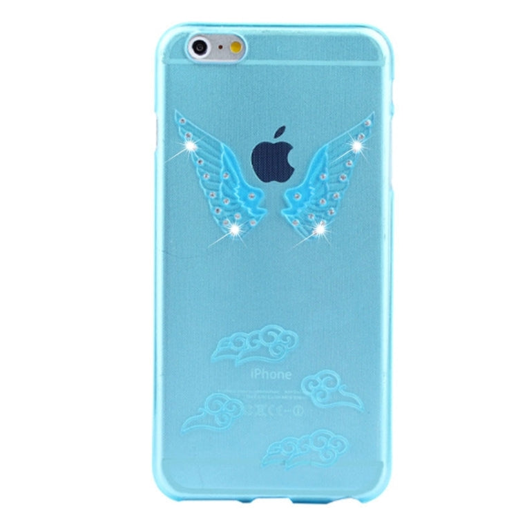 For iPhone 6 Embossment Diamond-Encrusted Angel Wings Pattern TPU Protective Case