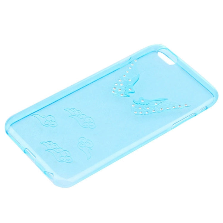 For iPhone 6 Embossment Diamond-Encrusted Angel Wings Pattern TPU Protective Case