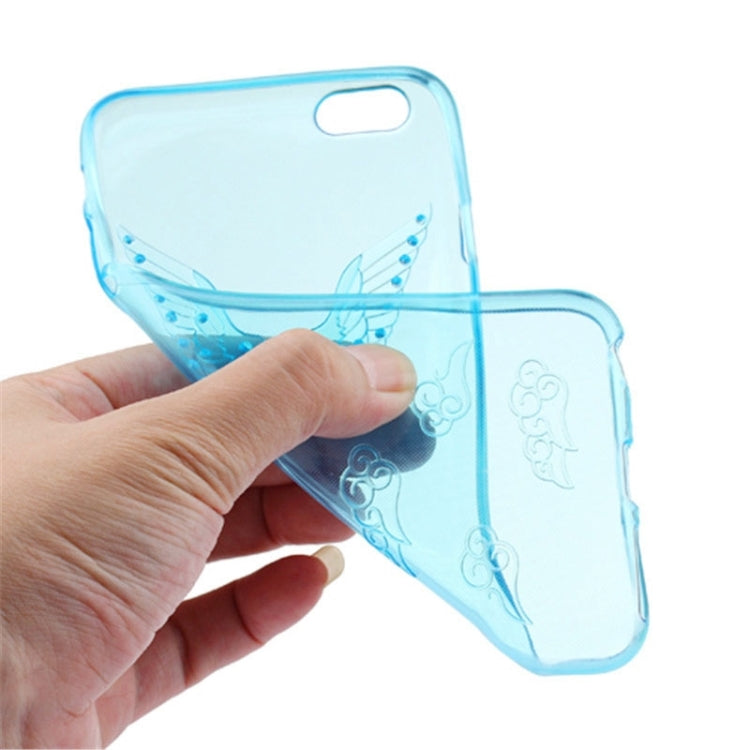 For iPhone 6 Embossment Diamond-Encrusted Angel Wings Pattern TPU Protective Case