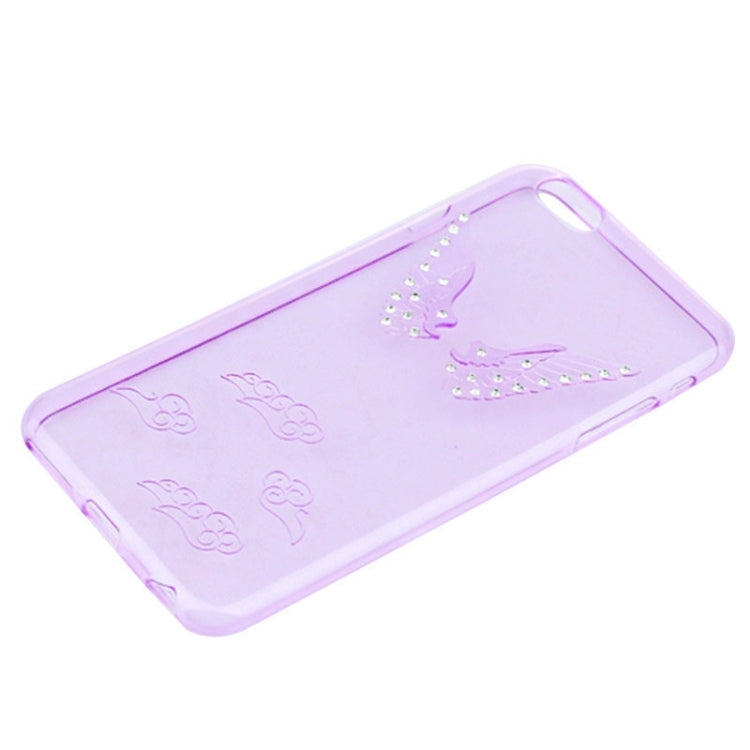 For iPhone 6 Embossment Diamond-Encrusted Angel Wings Pattern TPU Protective Case