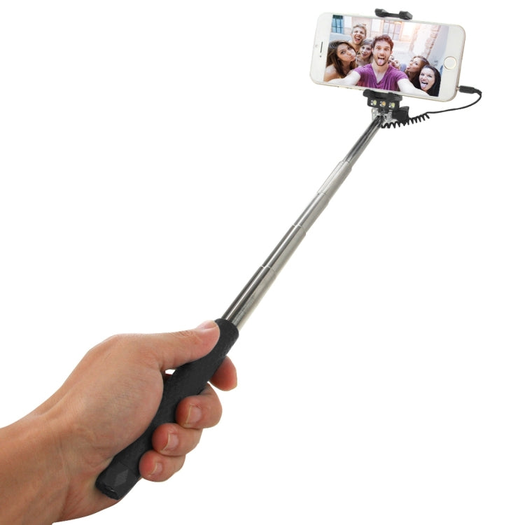 Portable Wire Controlled Monopod Folding Extendable Handheld Pocket Holder Selfie Stick with Sync LED Flash Light (rk-mini4) for iOS & Android Phone, Folded Length: 13.5cm, Max Extension Length: 70.0cm