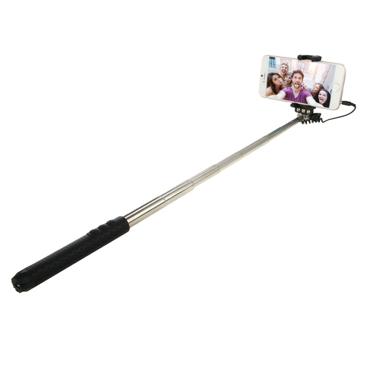 Portable Wire Controlled Monopod Folding Extendable Handheld Pocket Holder Selfie Stick with Sync LED Flash Light (rk-mini4) for iOS & Android Phone, Folded Length: 13.5cm, Max Extension Length: 70.0cm