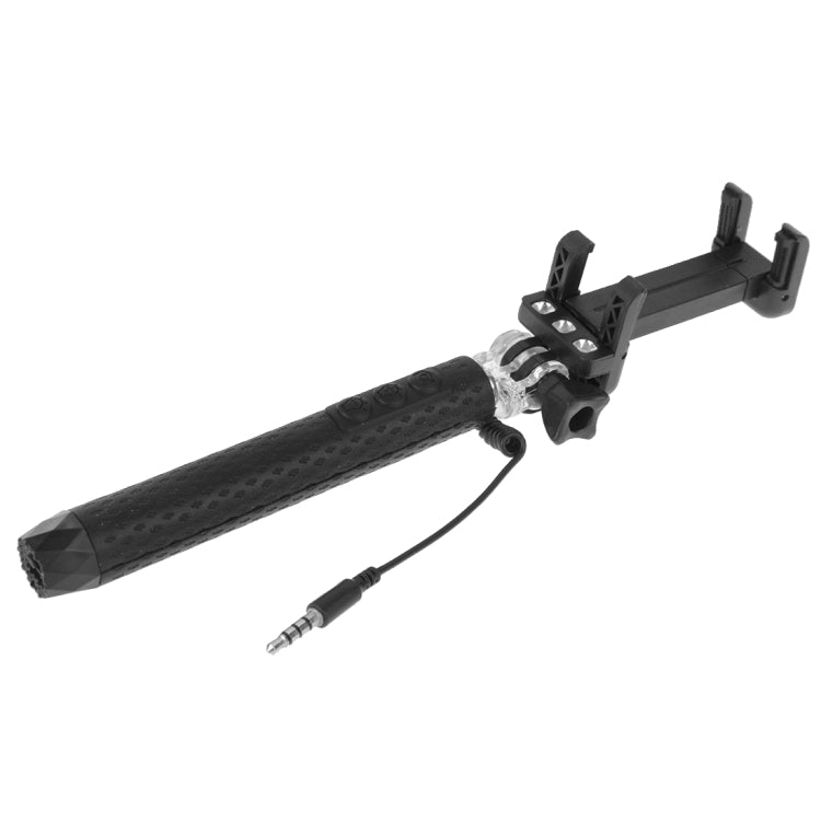 Portable Wire Controlled Monopod Folding Extendable Handheld Pocket Holder Selfie Stick with Sync LED Flash Light (rk-mini4) for iOS & Android Phone, Folded Length: 13.5cm, Max Extension Length: 70.0cm