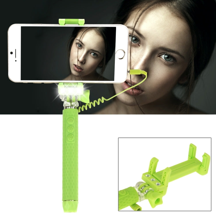 Portable Wire Controlled Monopod Folding Extendable Handheld Pocket Holder Selfie Stick with Sync LED Flash Light (rk-mini4) for iOS & Android Phone, Folded Length: 13.5cm, Max Extension Length: 70.0cm