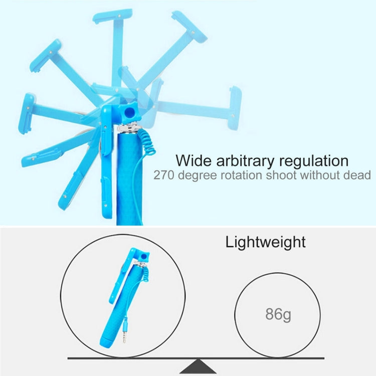 Portable Wire Controlled Monopod Folding Extendable Handheld Pocket Holder Selfie Stick with Sync LED Flash Light (rk-mini4) for iOS & Android Phone, Folded Length: 13.5cm, Max Extension Length: 70.0cm