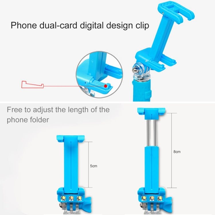 Portable Wire Controlled Monopod Folding Extendable Handheld Pocket Holder Selfie Stick with Sync LED Flash Light (rk-mini4) for iOS & Android Phone, Folded Length: 13.5cm, Max Extension Length: 70.0cm