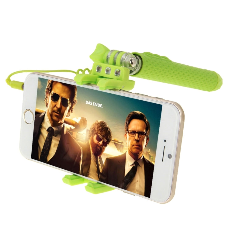 Portable Wire Controlled Monopod Folding Extendable Handheld Pocket Holder Selfie Stick with Sync LED Flash Light (rk-mini4) for iOS & Android Phone, Folded Length: 13.5cm, Max Extension Length: 70.0cm