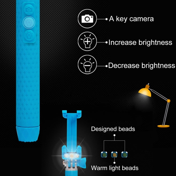 Portable Wire Controlled Monopod Folding Extendable Handheld Pocket Holder Selfie Stick with Sync LED Flash Light (rk-mini4) for iOS & Android Phone, Folded Length: 13.5cm, Max Extension Length: 70.0cm