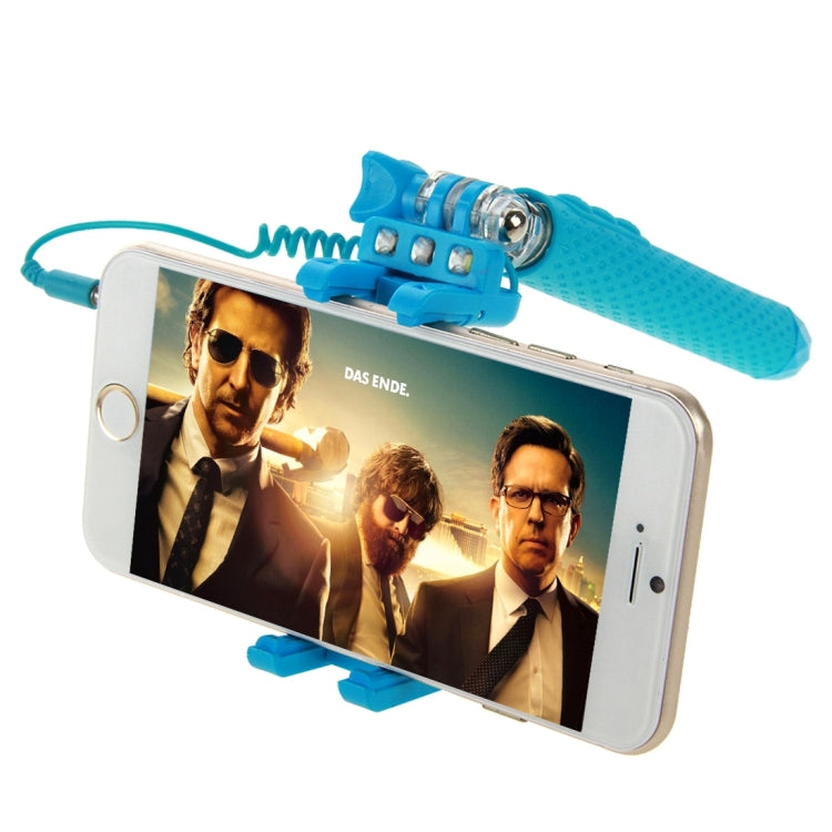 Portable Wire Controlled Monopod Folding Extendable Handheld Pocket Holder Selfie Stick with Sync LED Flash Light (rk-mini4) for iOS & Android Phone, Folded Length: 13.5cm, Max Extension Length: 70.0cm