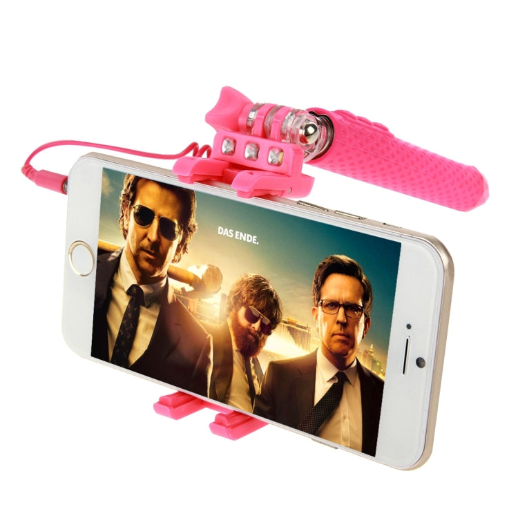 Portable Wire Controlled Monopod Folding Extendable Handheld Pocket Holder Selfie Stick with Sync LED Flash Light (rk-mini4) for iOS & Android Phone, Folded Length: 13.5cm, Max Extension Length: 70.0cm