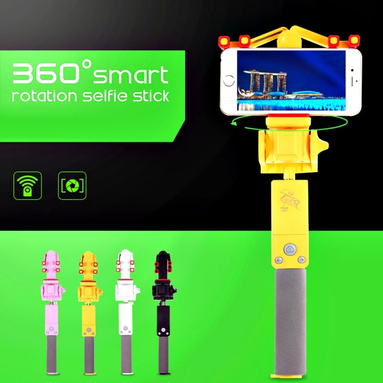 Portable 360 Degrees Smart Rotation Bluetooth Wireless Selfie Stick Monopod Folding Extendable Handheld Holder with Glass & Hand Strap Hole & Cloth Bag for iOS & Android Phone, Folded Length: 25cm, Max Extension Length: 90cm