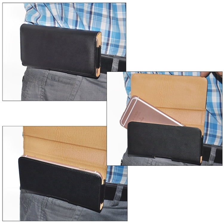 Universal Business Style 4.7 inch Plain Weave Horizontal Flip PU Leather Case / Waist Bag with Back Splint for iPhone 6 & 6s & 5 & 5S & 5C, etc(Black)