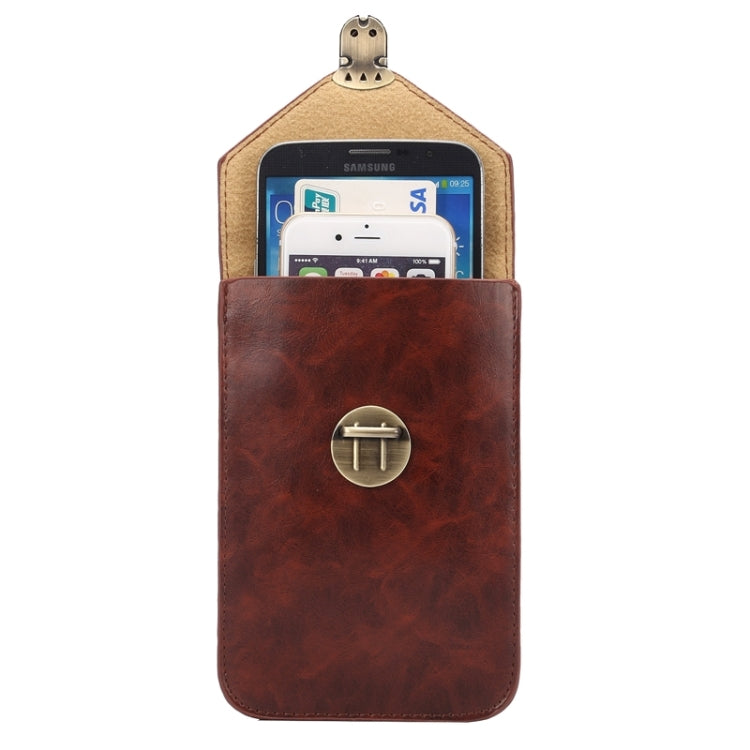 5.7 Inch Universal Fashionable Vertical Crazy Horse Texture Three Layers Multi-function Leather Case / Waist Bag for iPhone 6 Plus & 6S Plus, Galaxy S7 Edge / G935 &