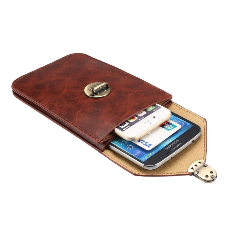 5.7 Inch Universal Fashionable Vertical Crazy Horse Texture Three Layers Multi-function Leather Case / Waist Bag for iPhone 6 Plus & 6S Plus, Galaxy S7 Edge / G935 &