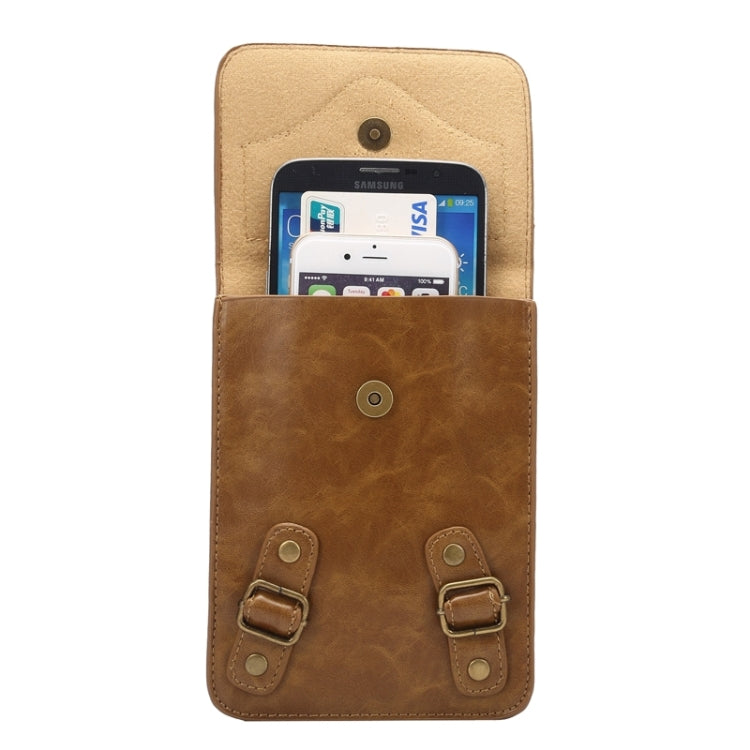 6.3 Inch Universal Fashionable Vertical Crazy Horse Texture Three Layers Multi-function Leather Case / Waist Bag for iPhone 6 Plus & 6S Plus, Galaxy S6 Edge+ / G928 & Note 5 / N920 & A8 / A800 & Note IV / N910 & S6 / G920, Huawei P8 & P7, etc