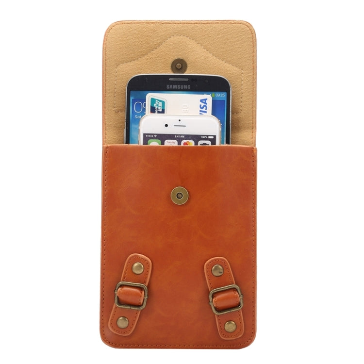 6.3 Inch Universal Fashionable Vertical Crazy Horse Texture Three Layers Multi-function Leather Case / Waist Bag for iPhone 6 Plus & 6S Plus, Galaxy S6 Edge+ / G928 & Note 5 / N920 & A8 / A800 & Note IV / N910 & S6 / G920, Huawei P8 & P7, etc