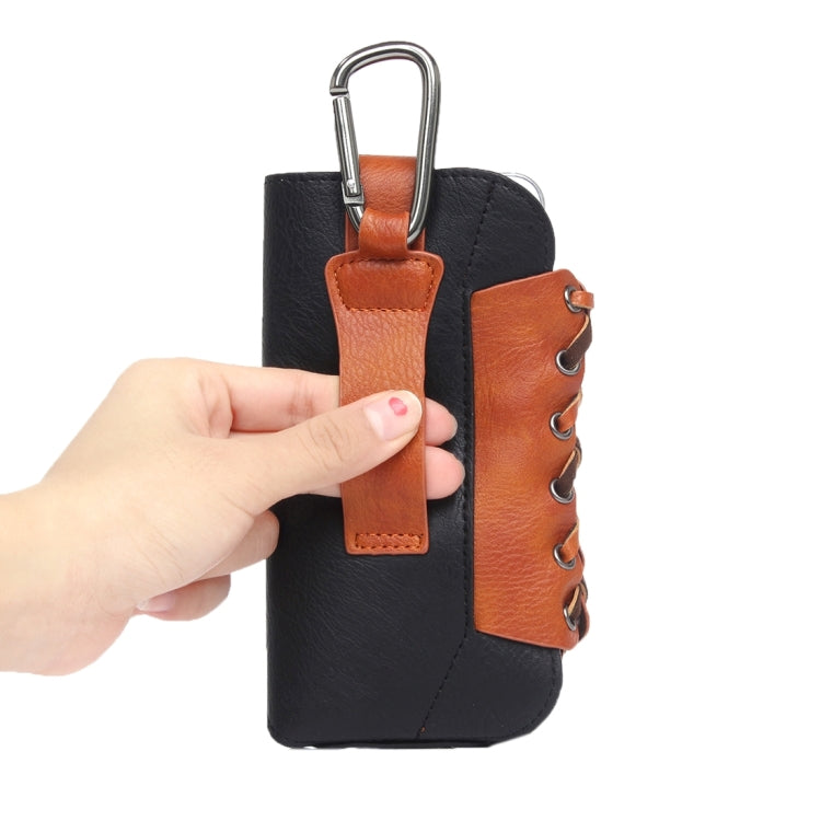 Classical Style Elephant Texture Color Matching Bicolourable Vertical Flip Leather Case Waist Bag with Hanging Buckle for iPhone 6 Plus & 6s Plus, Galaxy S7 / G930 & S7 Edge / G935 & S6 / G920 & S6 Edge / G925, Size: 16 x 9 cm