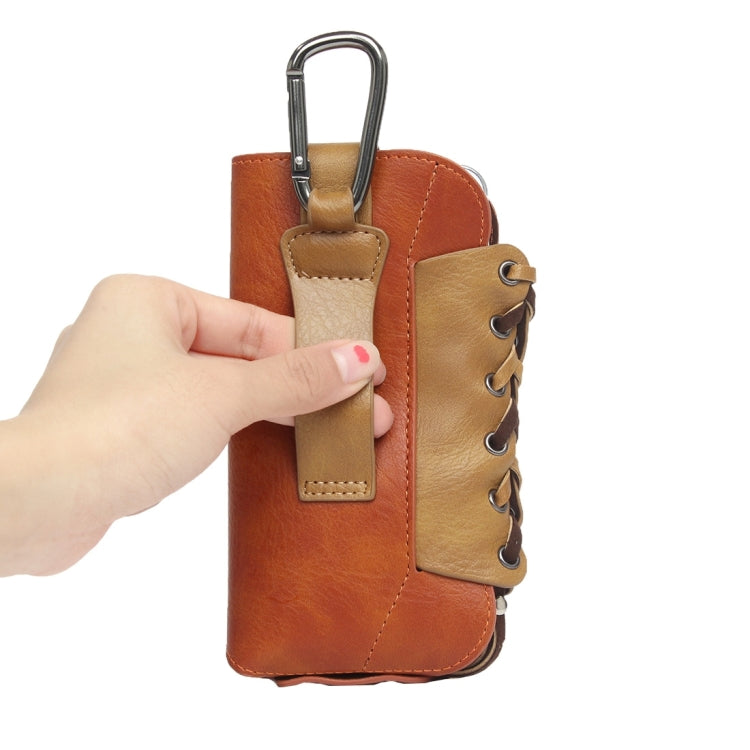 Classical Style Elephant Texture Color Matching Bicolourable Vertical Flip Leather Case Waist Bag with Hanging Buckle for iPhone 6 Plus & 6s Plus, Galaxy S7 / G930 & S7 Edge / G935 & S6 / G920 & S6 Edge / G925, Size: 16 x 9 cm