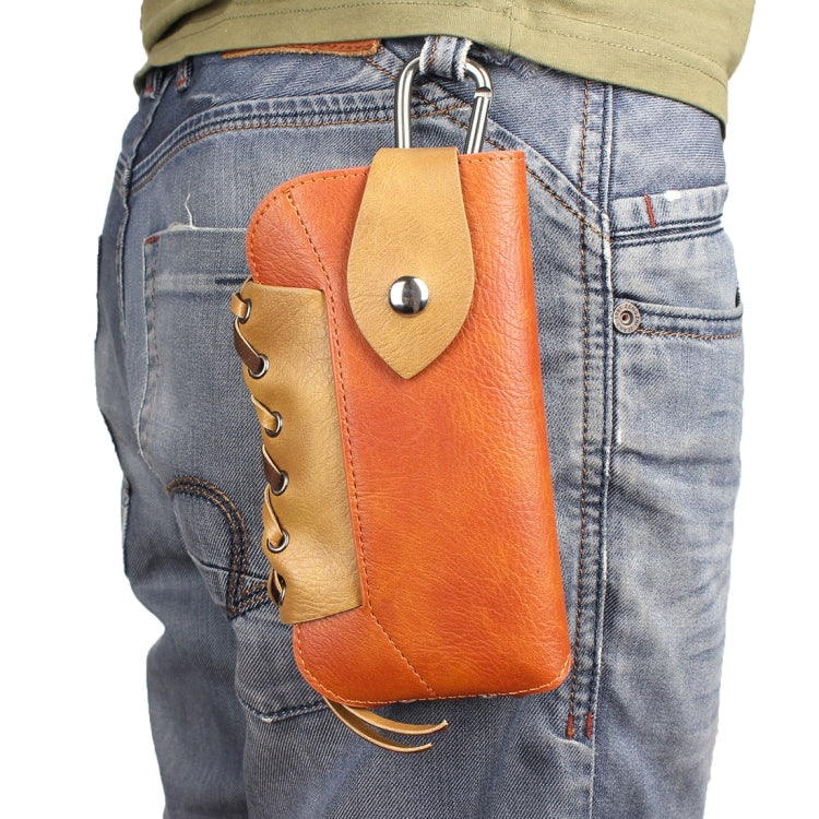 Classical Style Elephant Texture Color Matching Bicolourable Vertical Flip Leather Case Waist Bag with Hanging Buckle for iPhone 6 Plus & 6s Plus, Galaxy S7 / G930 & S7 Edge / G935 & S6 / G920 & S6 Edge / G925, Size: 16 x 9 cm