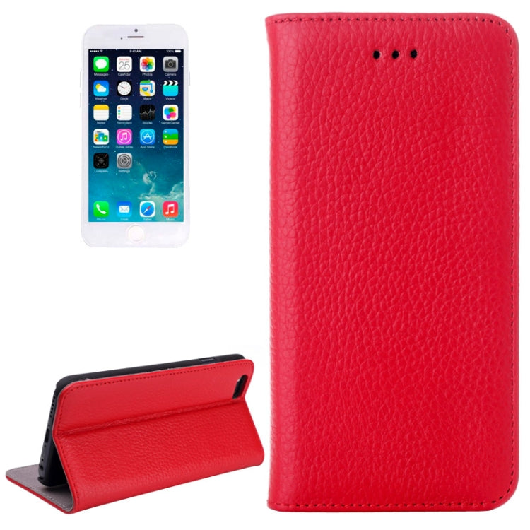 Litchi Texture Horizontal Flip Top-grain Leather Case with Holder for iPhone 6 Plus & 6S Plus