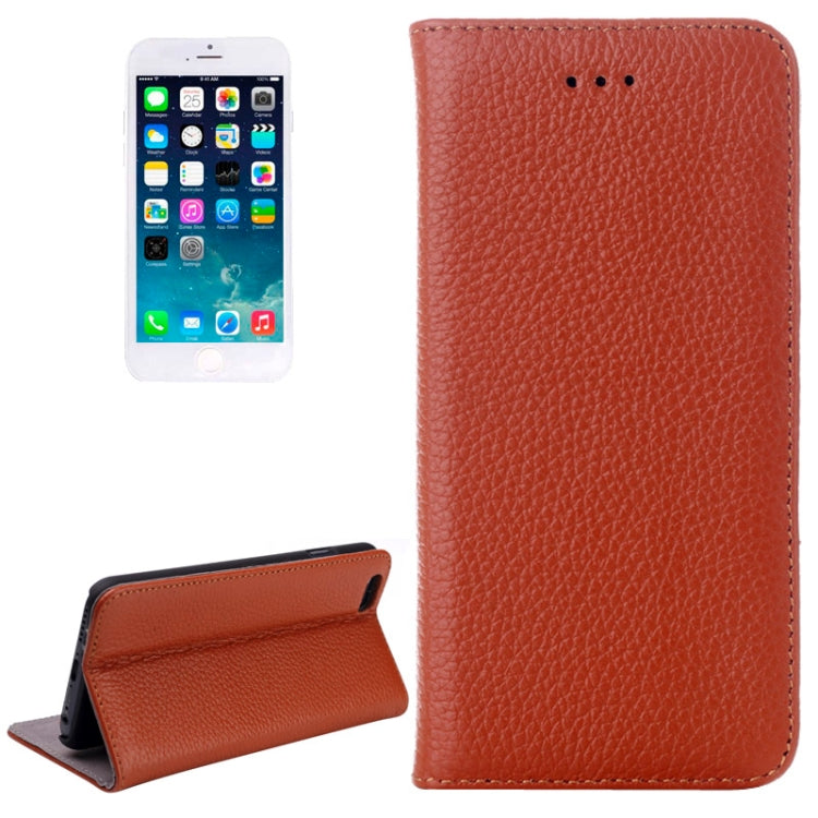 Litchi Texture Horizontal Flip Top-grain Leather Case with Holder for iPhone 6 Plus & 6S Plus