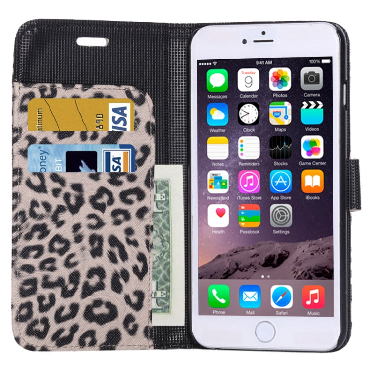 Leopard Print Pattern Horizontal Flip Leather Case with Card Slot and Holder for iPhone 6 Plus & 6S Plus(Grey)
